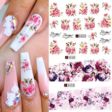 Load image into Gallery viewer, Nail Art | Rose Nail Stickers, Bowknot Lace Red Flower, Eco-Friendly
