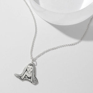 Custom Silver ENGRAVED PHOTO NECKLACE