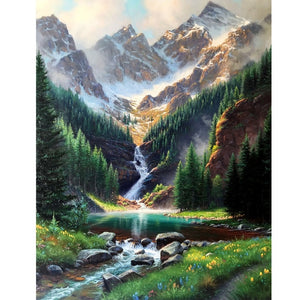 DIY Painting By Numbers River Tree Landscape, Canvas By Numbers Wall Art Picture Acrylic Paint Crafts Kit 60x75cm