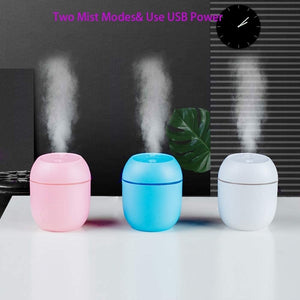 220ML Mini Ultrasonic Air Humidifier Aroma Essential Oil Diffuser, For Home Car USB Fogger Mist Maker with LED Night Lamp