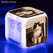Load image into Gallery viewer, Cute Pet Cat Kitten Alarm Clock 7 Color LED Glowing Digital Alarm