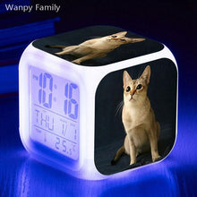Load image into Gallery viewer, Cute Pet Cat Kitten Alarm Clock 7 Color LED Glowing Digital Alarm