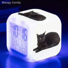 Load image into Gallery viewer, Cute Pet Cat Kitten Alarm Clock 7 Color LED Glowing Digital Alarm