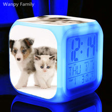 Load image into Gallery viewer, Cute Pet Cat Kitten Alarm Clock 7 Color LED Glowing Digital Alarm