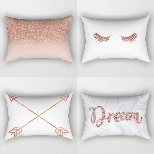 Rose Gold Pink Cushion Cover Square Pillowcase Home Decoration(30cm * 50cm)