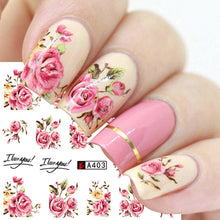 Load image into Gallery viewer, Nail Art | Rose Nail Stickers, Bowknot Lace Red Flower, Eco-Friendly