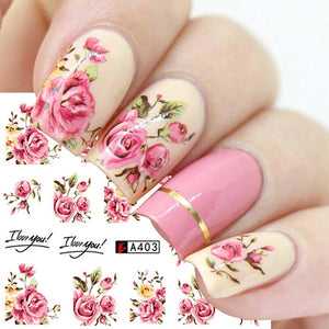 Nail Art | Rose Nail Stickers, Bowknot Lace Red Flower, Eco-Friendly