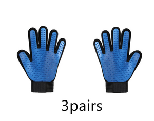 Pet Hair Removal Gloves w Brush-Comb Attached