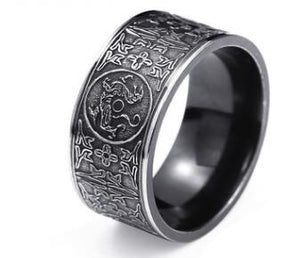 Mystical Ring- White Dragon & Tiger Suzaku Basaltic, Four Ancient Mythical Beasts Style