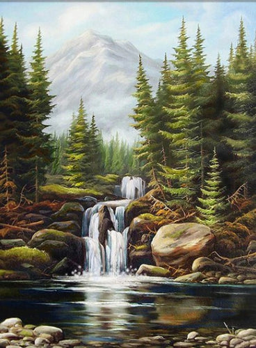DIY Painting By Numbers River Tree Landscape, Canvas By Numbers Wall Art Picture Acrylic Paint Crafts Kit 60x75cm