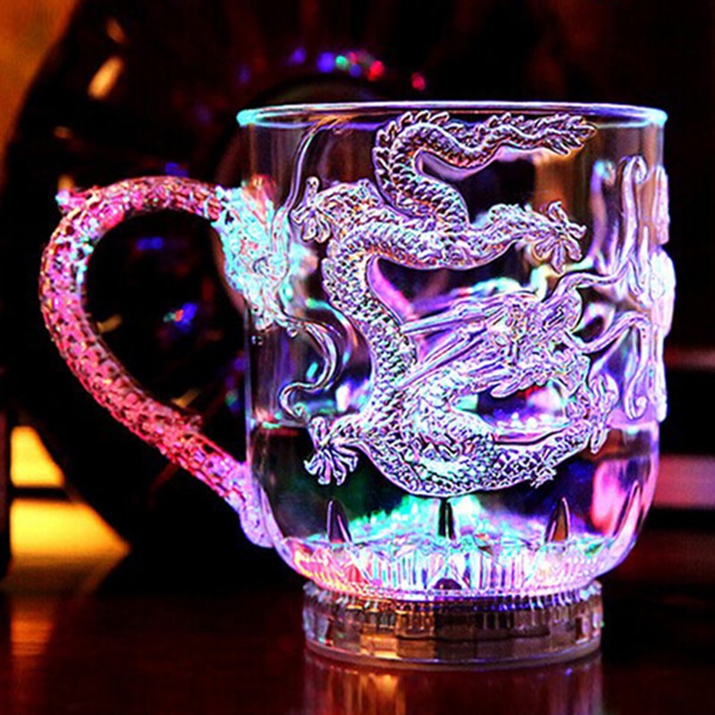 LED Flash Magic Color Changing DRAGON BEER MUG, Water Activated Light-Up Beer Mug