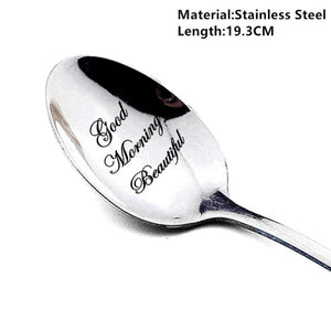 Romantic Stainless Steel Spoon, Engraved Love Message!