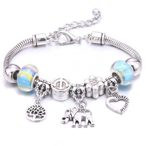Dragonfly owl Shape Crystal Charm Bracelets Beads & Bangles Jewelry Gift