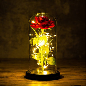 Eternal Rose LED Light Foil Flower In Glass Cover