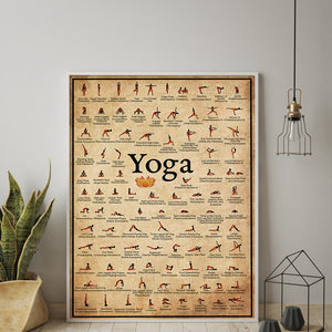 Home Exercise Gym Yoga Ashtanga Chart with Poses, Wall Decor