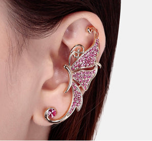 New Silver Plated Angel Wing Stylist Crystal Earrings. Drop Dangle Ear Stud For Women Long Cuff. Bohemia Jewelry