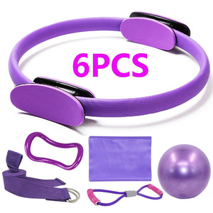 6 Pcs Set Magic Ring for Sports Home Fitness, Yoga Circle Leg Arm Muscle Trainer, Pilates Circle Exercise Workout Gym