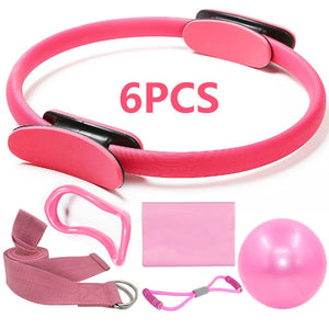 6 Pcs Set Magic Ring for Sports Home Fitness, Yoga Circle Leg Arm Muscle Trainer, Pilates Circle Exercise Workout Gym