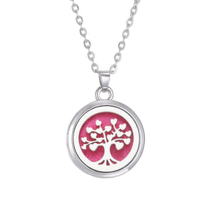 Tree of Life Aromatherapy Necklace Perfume Essential Oil Diffuser Open Stainless Steel, Locket Pendant