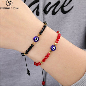 Amulet Evil Nazar Eye Bracelet, Handmade Rope, Bead Crystal Bracelets for Women