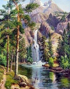 DIY Painting By Numbers River Tree Landscape, Canvas By Numbers Wall Art Picture Acrylic Paint Crafts Kit 60x75cm