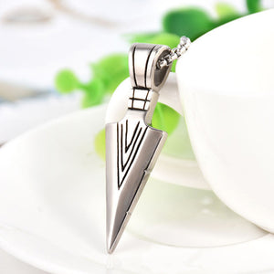 Men's Vintage Alloy Spearhead Arrowhead Pendant Necklace