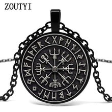 Load image into Gallery viewer, Viking Compass  black necklace