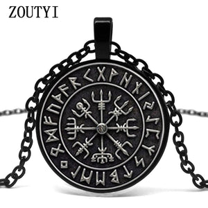 Viking Compass  black necklace
