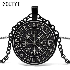 Vegvisir Viking Compass pendant jewelry glass cabochon necklace
