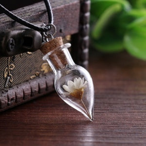 Real Dandelions Seed Floating Locket Glass Pendant Necklace, Plants Wish Locket Necklaces